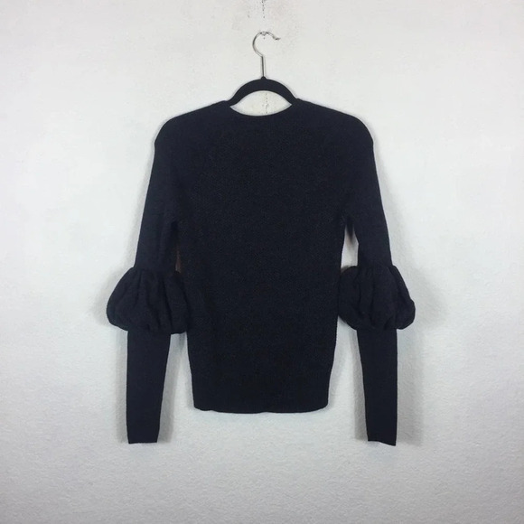 Club Monaco Ellodie Grey Wool Ruffle Puff Sleeve Knit Sweater XS - Picture 11 of 12